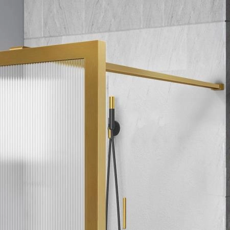 Душевая перегородка Vincea Walk-In VSW-1HP100FLBG, 1000*2000, брашированное золото, стекло рифленое