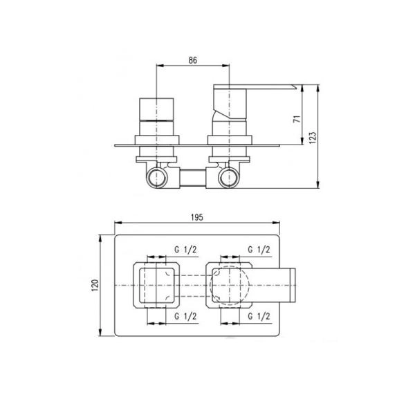 Смеситель Rav Slezak LOIRA LR586K для душа монтирующий в стену с переключателем