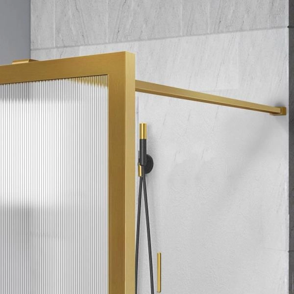 Душевая перегородка Vincea Walk-In VSW-1HP100FLBG, 1000*2000, брашированное золото, стекло рифленое