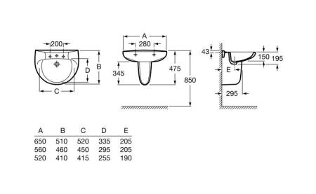 Раковина Roca Victoria 32739300Y подвесная 560 х 460 мм
