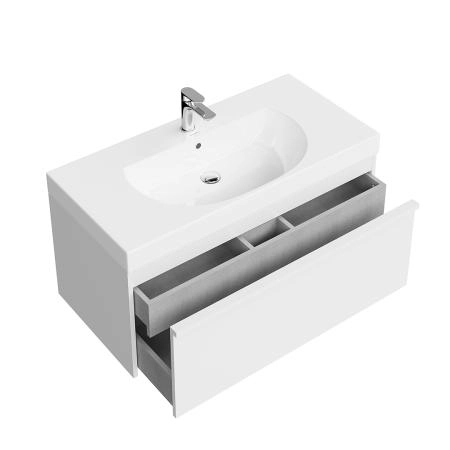 Тумба Kerama Marazzi MODULA МОДУЛА MO.100.1+1\WHT подвесная 100 с ящиком 1+1, белая глянцевая