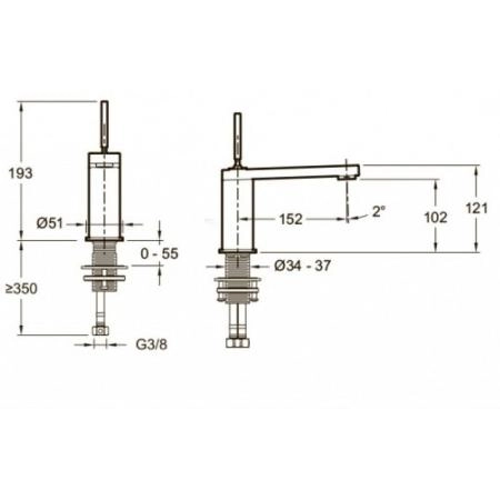 Смеситель Jacob Delafon COMPOSED E73158-CP для раковины с донным клапаном хром
