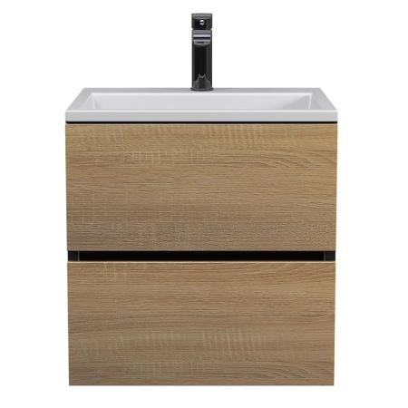 Тумба с раковиной Uperwood Barsa 50 см, раковина белая, подвесная тумба черная/дуб сонома