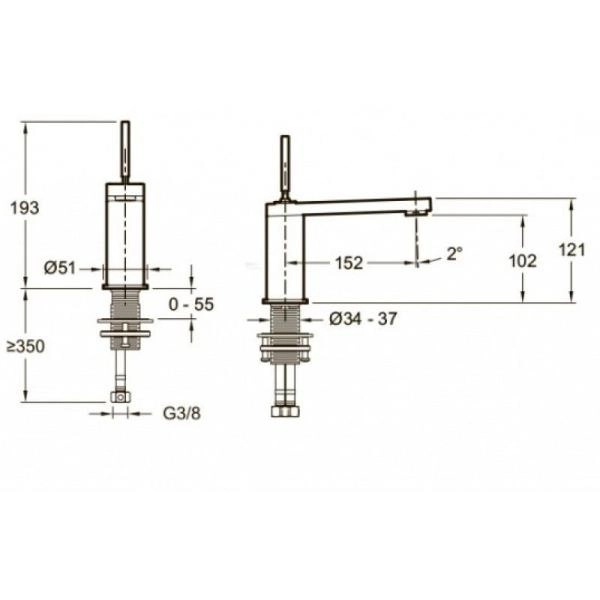 Смеситель Jacob Delafon COMPOSED E73158-CP для раковины с донным клапаном хром