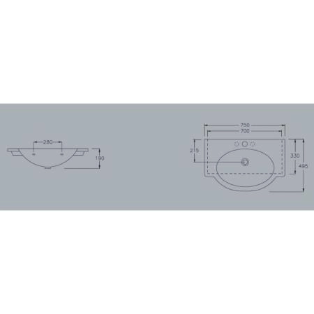 Раковина Hatria Sophie Y0FG 75x49