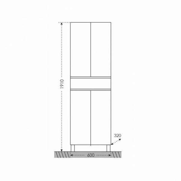 Шкаф-пенал СаНта Марс 60, 700167, напольный
