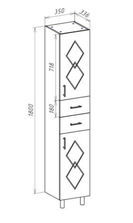 Пенал-35 Bellezza Элеганс с 2 ящ. с б/к бежевый