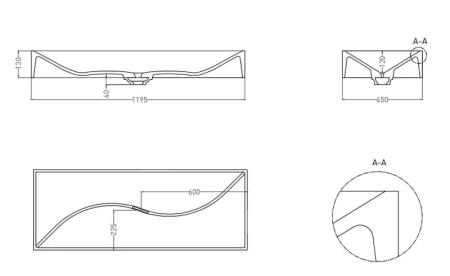 Раковина Salini SONATA S-Stone матовая 120x45 1401201M накладная
