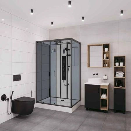 Душевая кабина Niagara Premium NG-6912-01GQL BLACK (1200х800х2100) низкий поддон(16 см) стекло ТОНИРОВАННОЕ