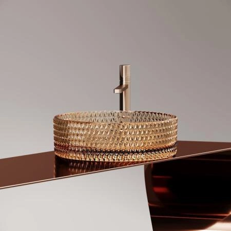 Умывальник чаша накладная круглая (цвет бежевый) Cristal 360x360x112мм