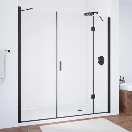 Душевая дверь Vegas-glass AFP-F NOVO 130 02М 01 R, профиль черный матовый, стекло прозрачное