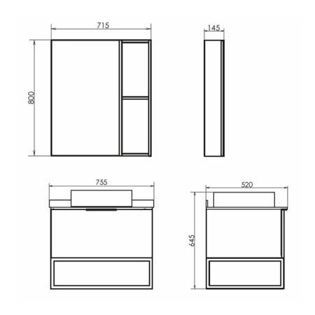 Зеркало-шкаф Comforty Порто-75 00-00009231 Дуб темно-коричневый