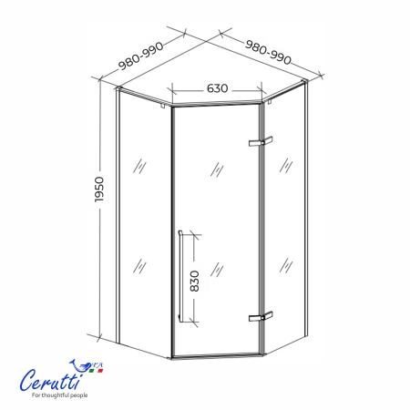 Душевое ограждение СeruttiSPA C2AF R (100x100x195)