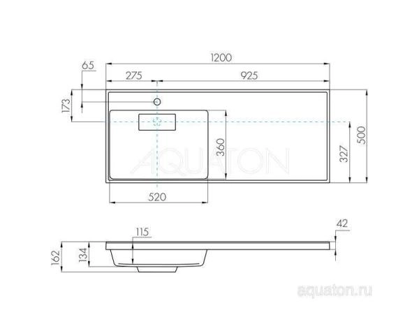 Раковина AQUATON Лондри 1200 белая левая 1A72843KLH01L