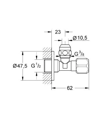 Grohe Угловой вентиль 1/2"*3/8" 2201700M