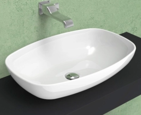 Flaminia Nuda Slim 60 раковина 600х390хh140 мм накладная без отверстий для смесителя, без перелива, керамика, цвет белый