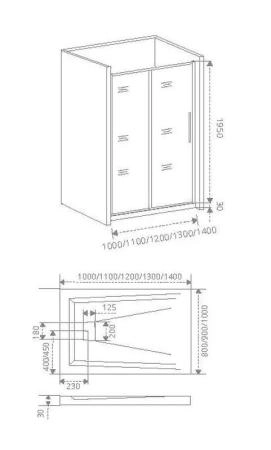 Душевая дверь IDEA WTW-110-C-B 110 прозрачное