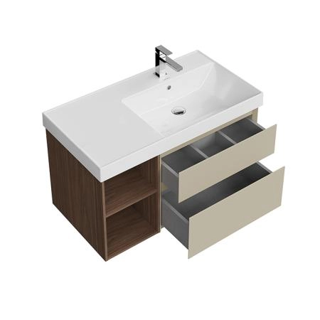 Тумба Kerama Marazzi CUBO КУБО CUB.90.2Rh\LIM.N правая подвесная с ящиками 90, лимо матовая-древесная