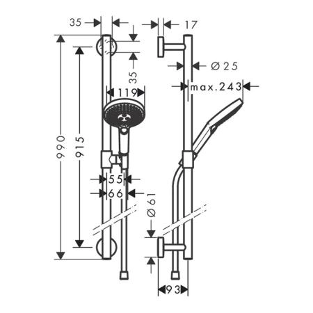 Hansgrohe Raindance Sel.S 120/U'Comfort Душевой гарнитур, 90см., цвет: хром