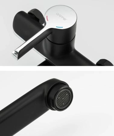 Смеситель для ванны Gappo G2203-6 чёрный/хром