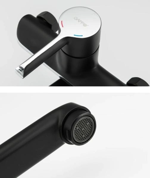 Смеситель для ванны Gappo G2203-6 чёрный/хром