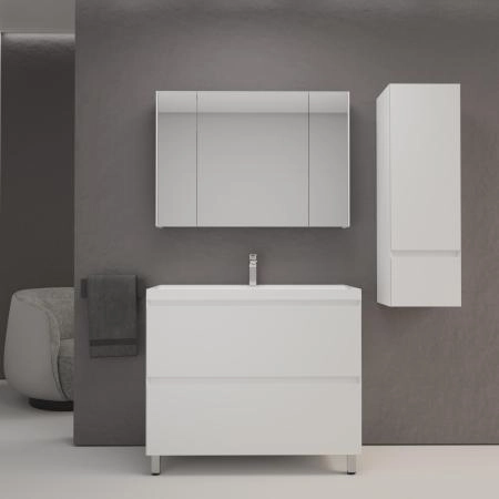 Тумба напольная Style Line Манхэттен 100 ЭМАЛЬ под ASTI 100 2 ящика PLUS белый матовый