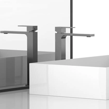 Смеситель Vincea Cube VBF-1C02GM для раковины однорычажный, вороненая сталь