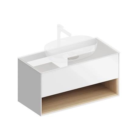 Тумба Kerama Marazzi PLAZA MODERN ПЛАЗА МОДЕРН PLB.M.100.1\WHT.V подвесная 100 белый 1 ящик + полка
