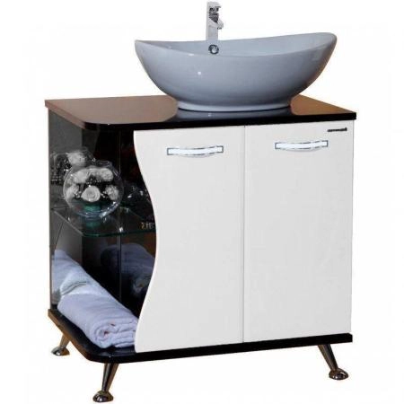 Тумба под раковину Bellezza Рио 70 R напольная белая/черная