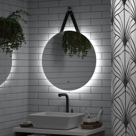 Зеркало Континент Best Led D 650 на ремне из натуральной кожи черного цвета с бесконтактным сенсором