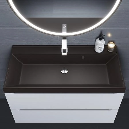 Раковина кварцевая Uperwood Classic Quartz 90 см, коричневая матовая, трюфель