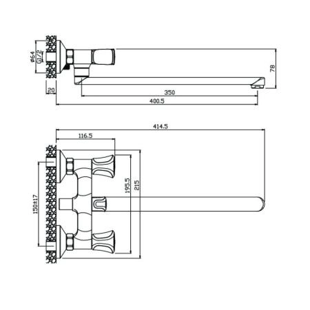 Смеситель OLIVES Vasco 27231VS для ванны с длинным изливом хром