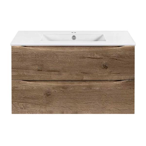 Тумба под раковину Vincea Mia Slim 900 подвесная, 2 выкатных ящика soft close, V.Oak