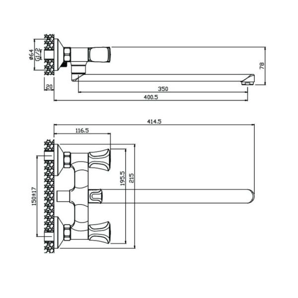 Смеситель OLIVES Vasco 27231VS для ванны с длинным изливом хром