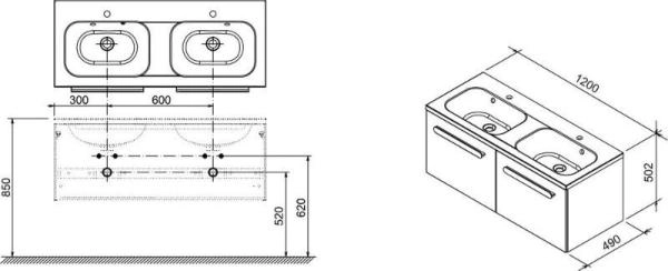 Тумба под умывальник SDU 1200 Ravak Chrome белая/белая