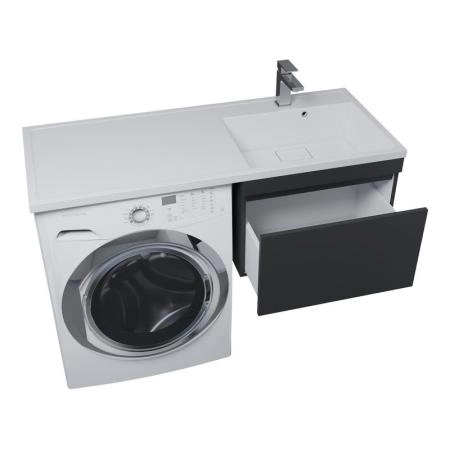 Тумба под стиральную машину Uperwood Magenta, 50 см, подвесная, черная, выдвижной ящик