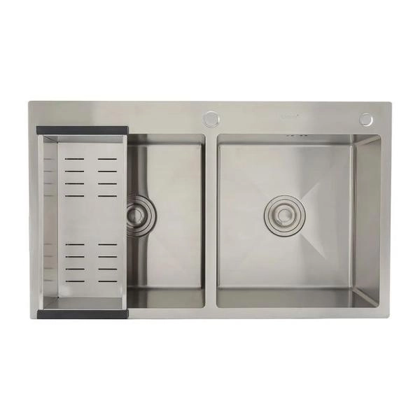Кухонная мойка Gappo GS8350 830x500x215mm 0.8мм с коландером Сатин