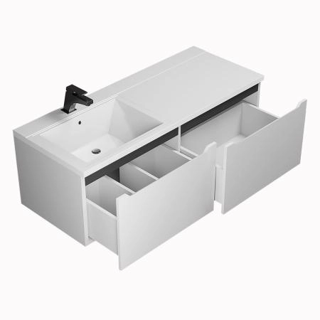 Тумба под стиральную машину Uperwood Tanos 60 см с раковиной Cosmos 120 см левая, белая/графит