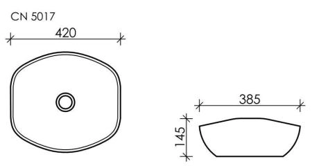 Умывальник чаша накладная овальная Element 420x385x145мм