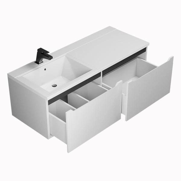 Тумба под стиральную машину Uperwood Tanos 60 см с раковиной Cosmos 120 см левая, белая/графит