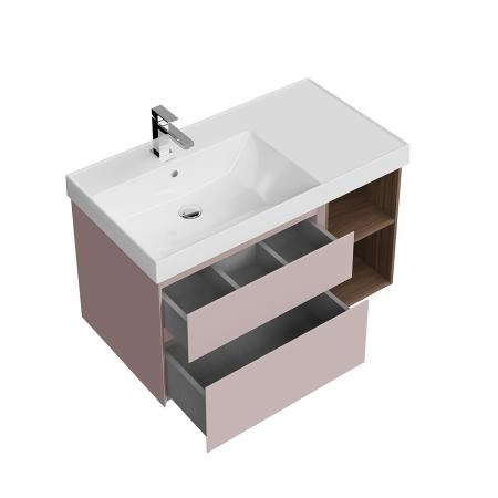 Тумба Kerama Marazzi CUBO КУБО CUB.90.2Lh\MAL.N левая подвесная с ящиками 90, мальва матовая-древесная
