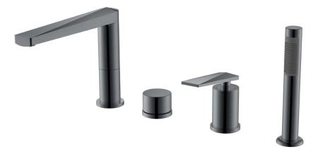 Смеситель врезной на борт ванны Boheme VENTURO Shine Gun Metall 370-SGM