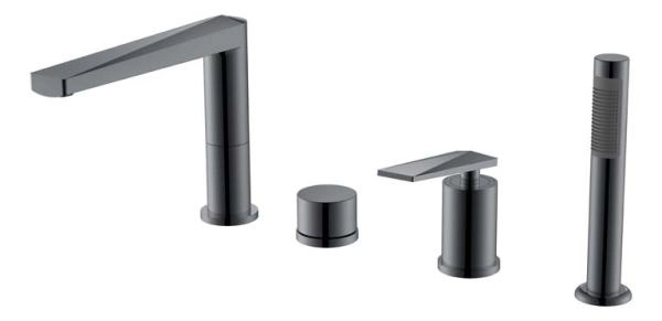 Смеситель врезной на борт ванны Boheme VENTURO Shine Gun Metall 370-SGM