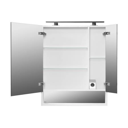 Roca The Gap Original Зеркальный шкаф 70x12.9x85см, с LED-светильником, блоком с розеткой, цвет: белый