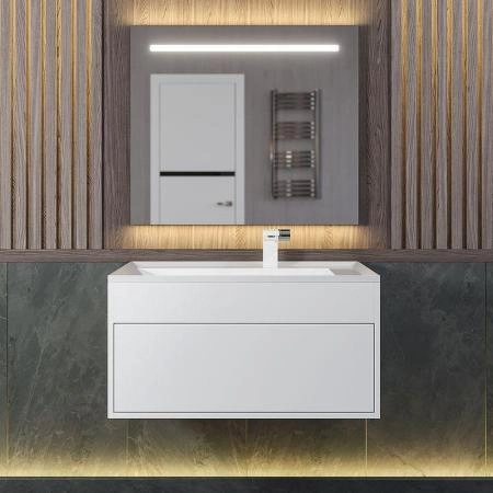 Тумба с раковиной  для ванной Uperwood Lotus Premium подвесная, 80 см, белая