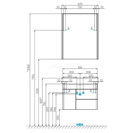 Тумба под раковину Aquaton Беверли 1A235301BV010 65 с ящиками,белый
