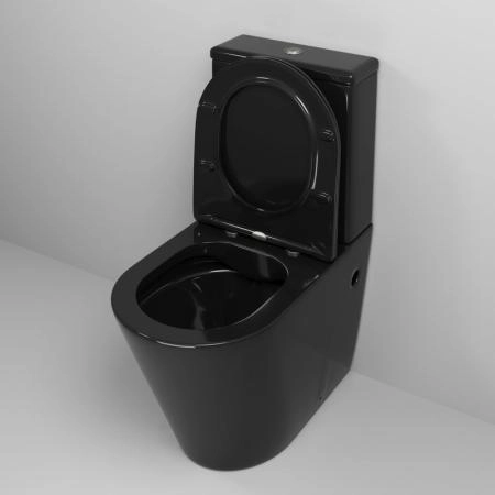 Унитаз Grossman GR-4480BS Color (620*365*810) ЧЕРНЫЙ напольный Безободковый с тонкой крышкой