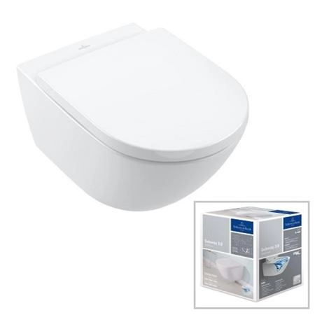 Villeroy&Boch Subway 3 Унитаз подвесной, безободковый, сиденье-в комплекте SoftClosing, CeramicPlus, цвет: альпийский белый