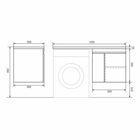 Тумба под стиральную машину Uperwood Magenta, 60 см, подвесная, белая, с дверцами
