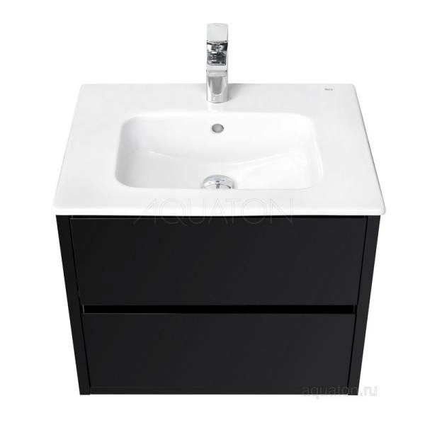 Тумба под раковину Aquaton Римини 1A226601RN950 60 с ящиком черный глянец